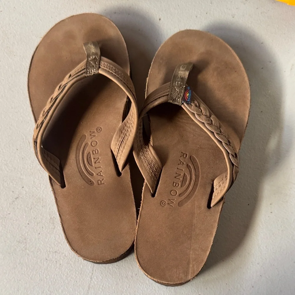 Rainbow Tan Braided Flip-Flops - Picture 5 of 5